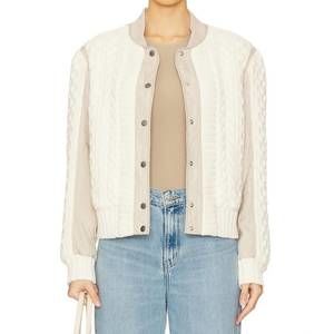 NEW RAG & BONE manston mixed media bomber jacket in natural